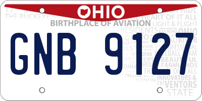 OH license plate GNB9127