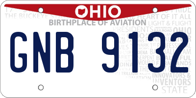 OH license plate GNB9132