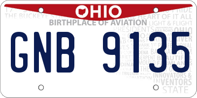 OH license plate GNB9135