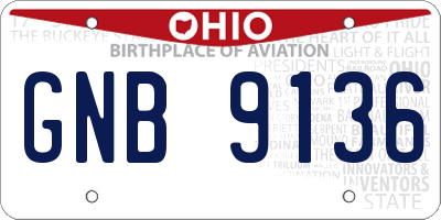 OH license plate GNB9136