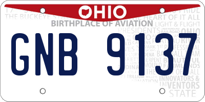 OH license plate GNB9137