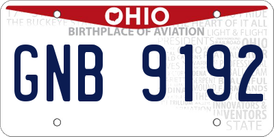 OH license plate GNB9192
