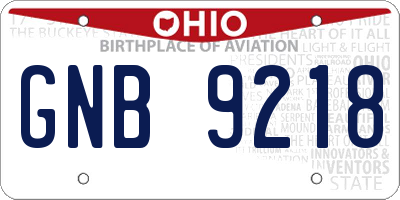 OH license plate GNB9218