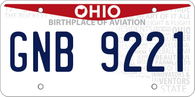 OH license plate GNB9221