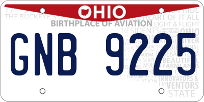 OH license plate GNB9225