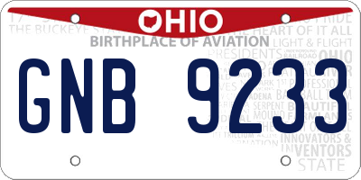 OH license plate GNB9233