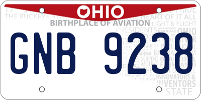 OH license plate GNB9238
