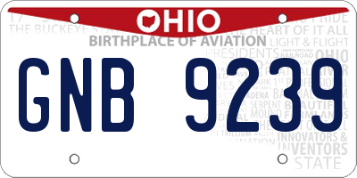 OH license plate GNB9239
