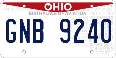 OH license plate GNB9240