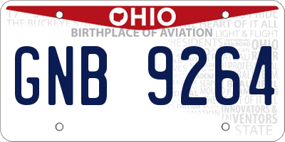 OH license plate GNB9264