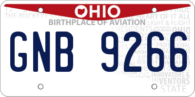 OH license plate GNB9266