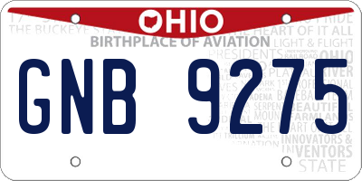 OH license plate GNB9275
