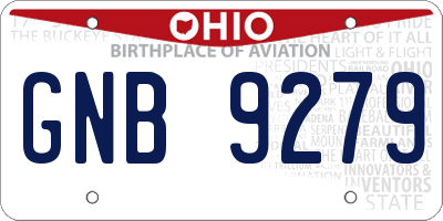 OH license plate GNB9279