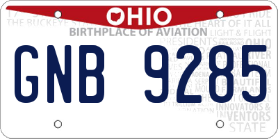 OH license plate GNB9285