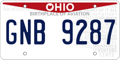 OH license plate GNB9287