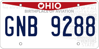 OH license plate GNB9288