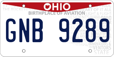 OH license plate GNB9289