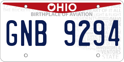 OH license plate GNB9294