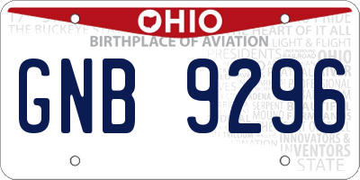 OH license plate GNB9296