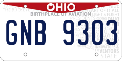 OH license plate GNB9303