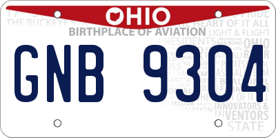 OH license plate GNB9304