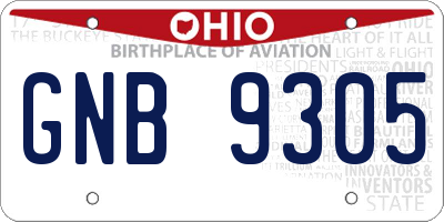 OH license plate GNB9305