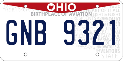 OH license plate GNB9321