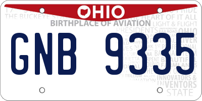 OH license plate GNB9335