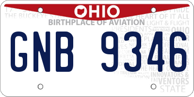 OH license plate GNB9346