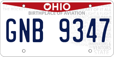 OH license plate GNB9347