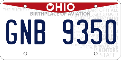 OH license plate GNB9350