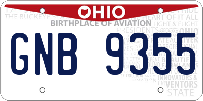 OH license plate GNB9355