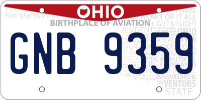 OH license plate GNB9359