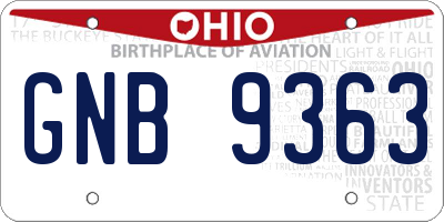 OH license plate GNB9363