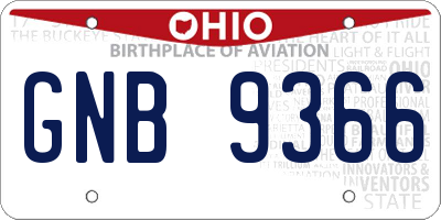 OH license plate GNB9366
