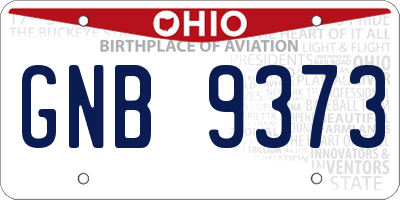 OH license plate GNB9373