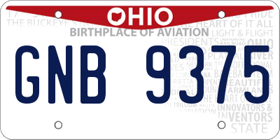 OH license plate GNB9375