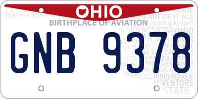 OH license plate GNB9378