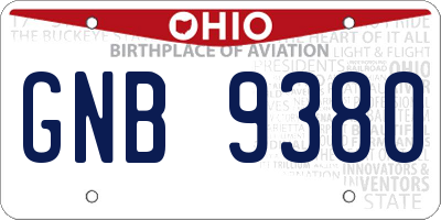 OH license plate GNB9380