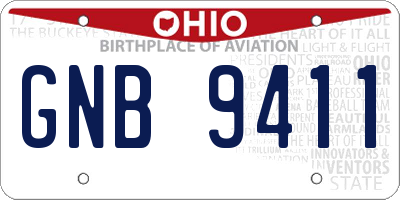 OH license plate GNB9411