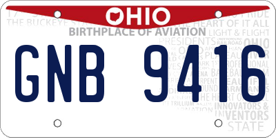 OH license plate GNB9416