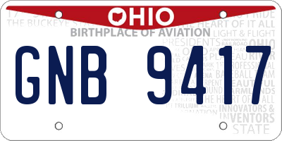 OH license plate GNB9417
