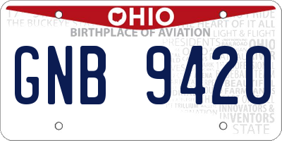 OH license plate GNB9420