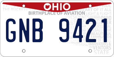 OH license plate GNB9421