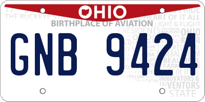 OH license plate GNB9424
