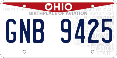 OH license plate GNB9425