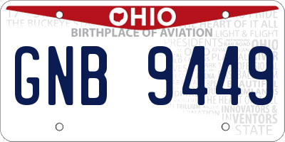 OH license plate GNB9449