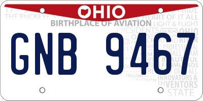 OH license plate GNB9467