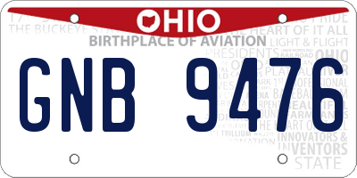 OH license plate GNB9476