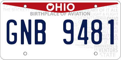 OH license plate GNB9481